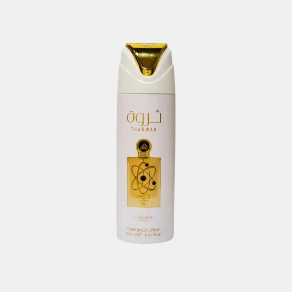 Lattafa Body Spray Tharwah Gold 200ml Unisex - Imagen 2