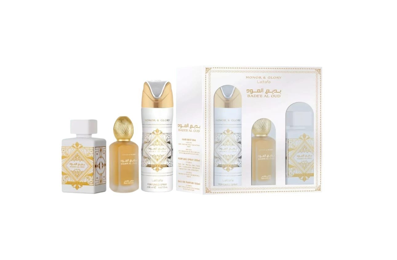 Perfume Árabe Estuche Lattafa Honor & Glory EDP 3 Piezas Unisex