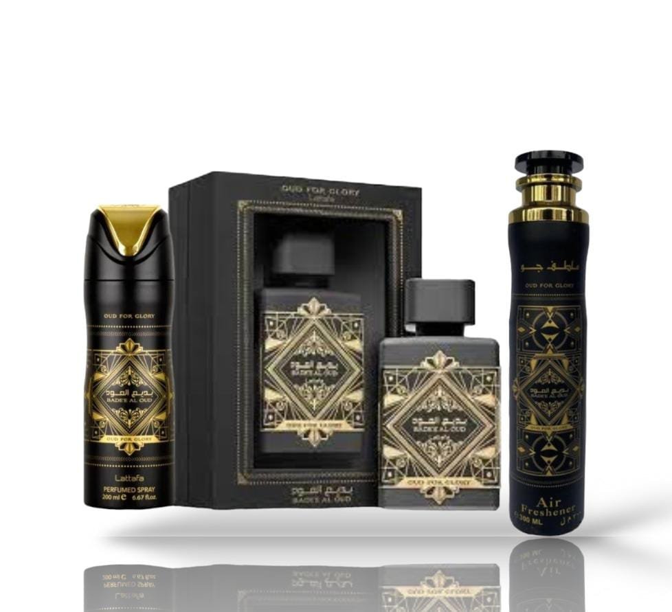 Perfume Árabe Lattafa Oud For Glory EDP 100ml 3 Piezas Unisex