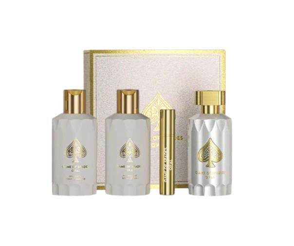 Perfume Árabe Estuche Game Of Spades Opal Jo Milano 4 Pzs Parfum 90ml Unisex