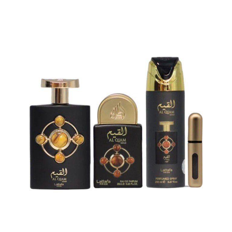 Perfume Árabe Estuche Lattafa Al Qiam Gold Eau De Parfum 4 Piezas Unisex - Imagen 2