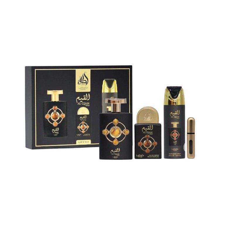 Perfume Árabe Estuche Lattafa Al Qiam Gold Eau De Parfum 4 Piezas Unisex