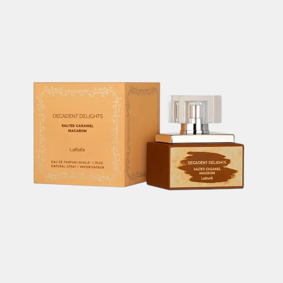 Perfume Árabe Lattafa Decadent Delights Salted Caramel Macaron EDP 50ml Mujer