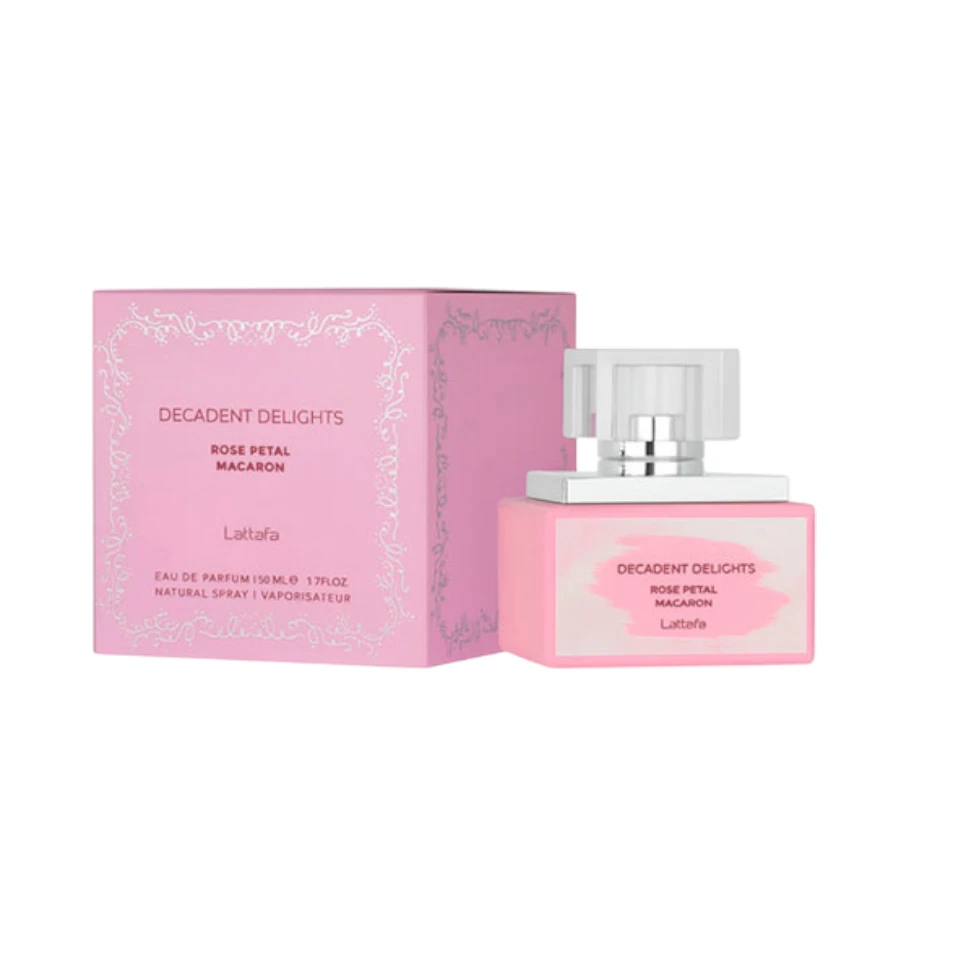 Perfume Árabe Lattafa Decadent Delights Rose Petal Macaron EDP 50ml Mujer