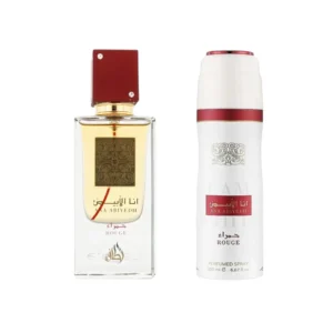 Perfume Árabe Lattafa Ana Abiyedh Rouge 60ml + Body Spray 200ml Unisex