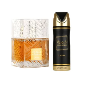 Perfume Árabe Lattafa Khamrah 100ml + Body Spray 200ml Unisex