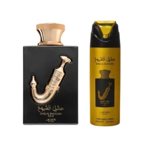 Perfume Árabe Lattafa Pride Ishq Al Shuyukh Gold 100ml + Body Spray 200ml Unisex