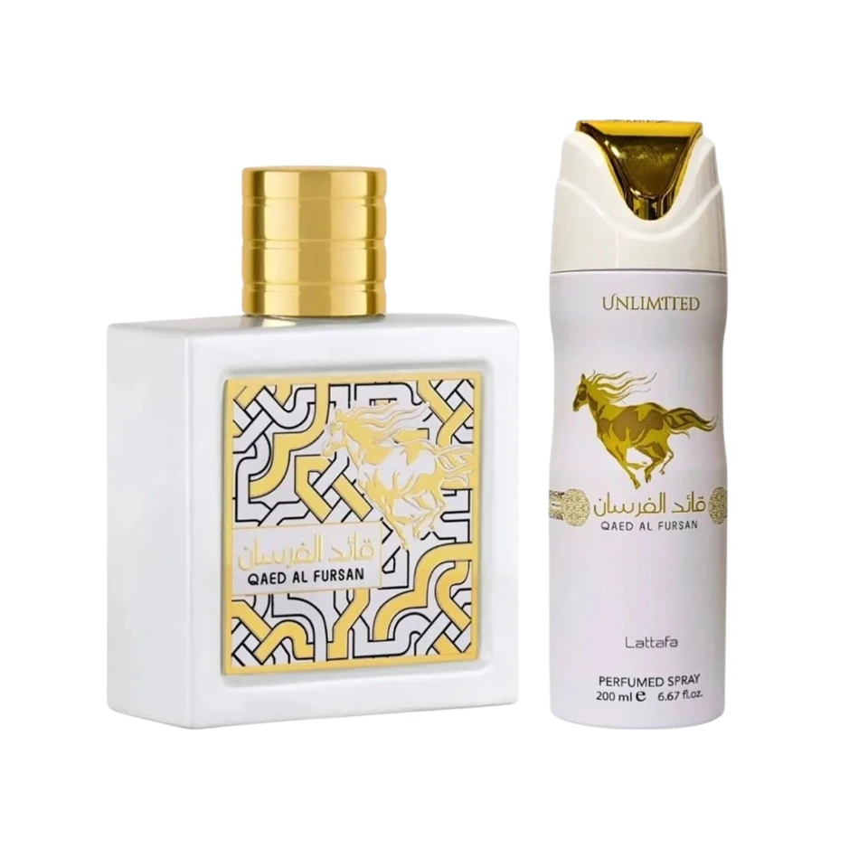 Perfume Árabe Lattafa Qaed Al Fursan Unlimited 100ml + Body Spray 200ml Unisex