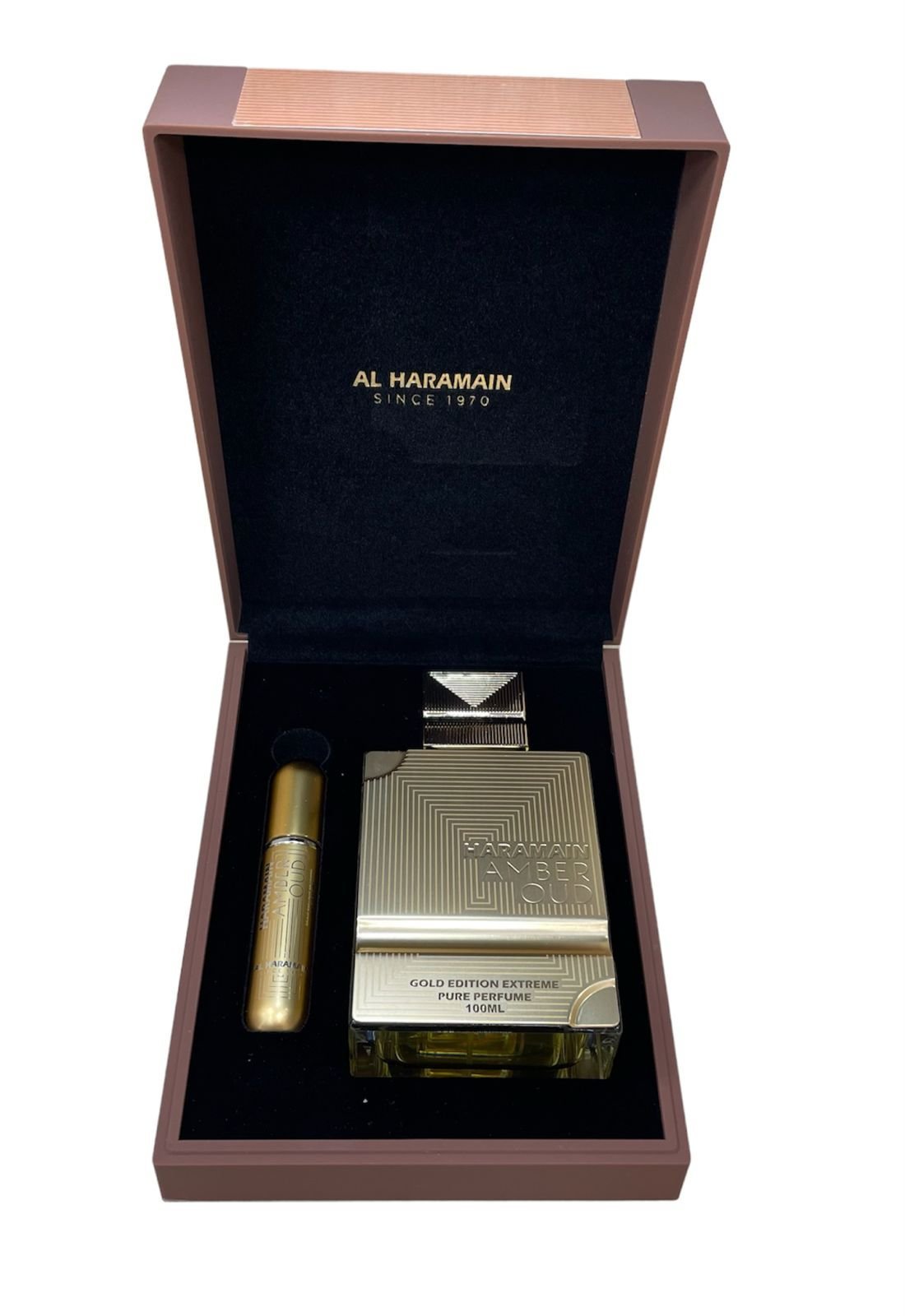 Perfume Árabe Al Haramain Amber Oud Gold Edition Extreme Pure Perfume Gift Set x 100ml - Imagen 2